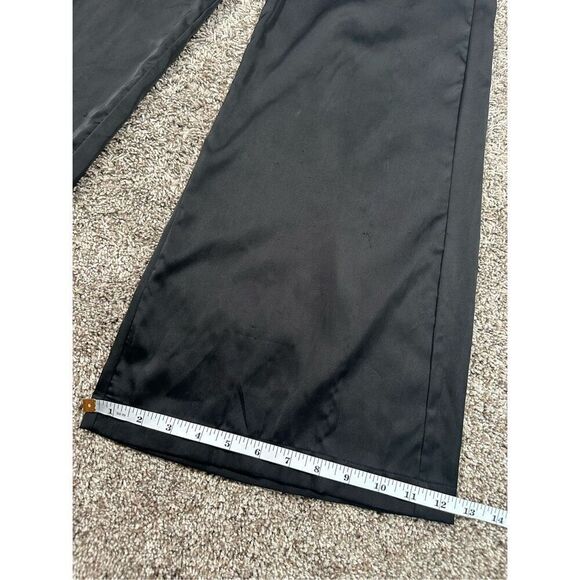 petal + pup black satin wide leg faux wrap jumpsuit silky elegant flowy size XS - Picture 8 of 14